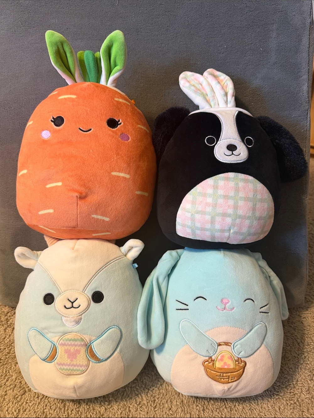 Squishmallows Plush Easter cow bunny carrot set